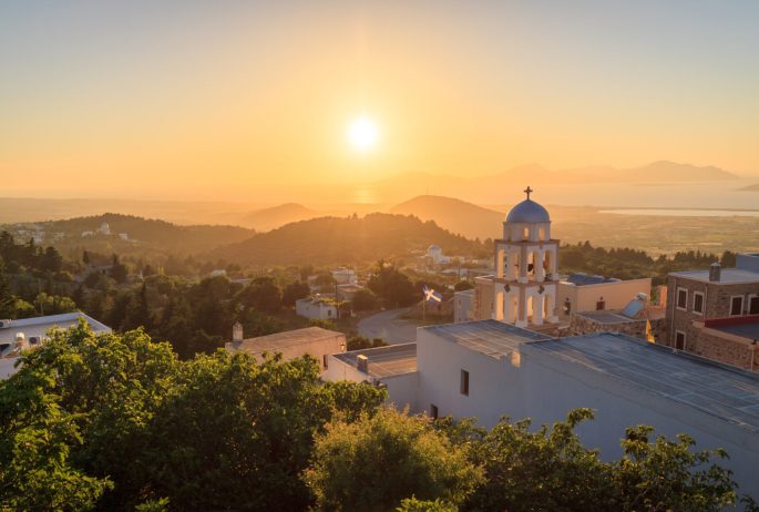 Sunset,View,From,Asfendiou,Village,In,Kos,Island,Greece